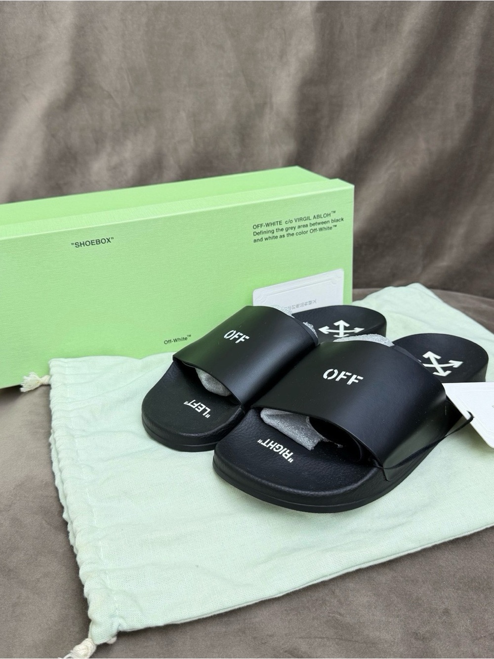 🚩steal Off-White Black 'OFF' Slide Sandals with Logo Footbed